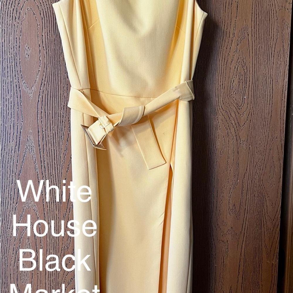 White House Black Market Yellow Cowl Neck Sheath Midi